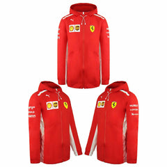 Puma Scuderia Ferrari F1 Racing Team Zip Up Red White Mens Rain Jacket 762365 01