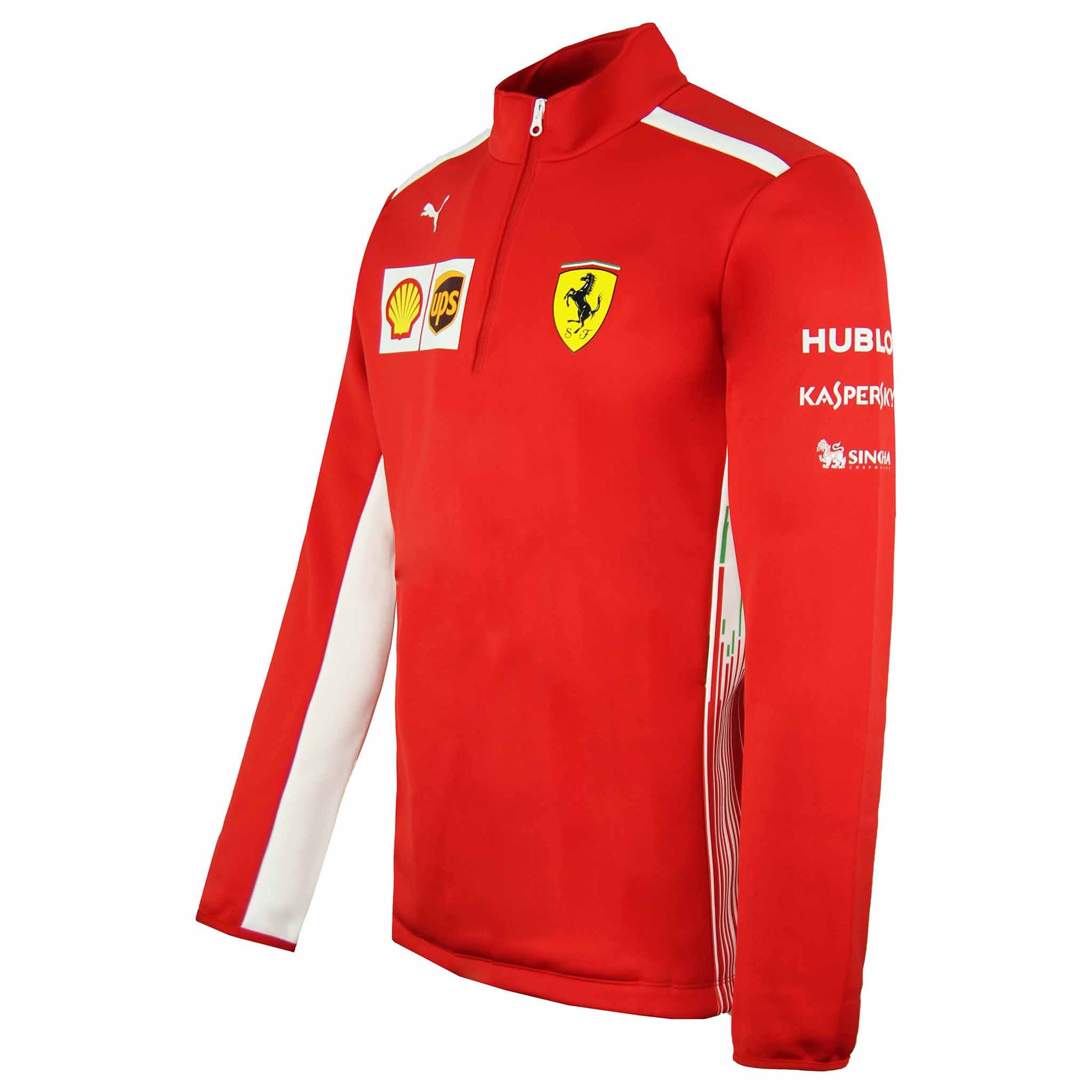 Puma Scuderia Ferrari Team Long Sleeve Half Zip Red Mens Fleece Top 762367 01