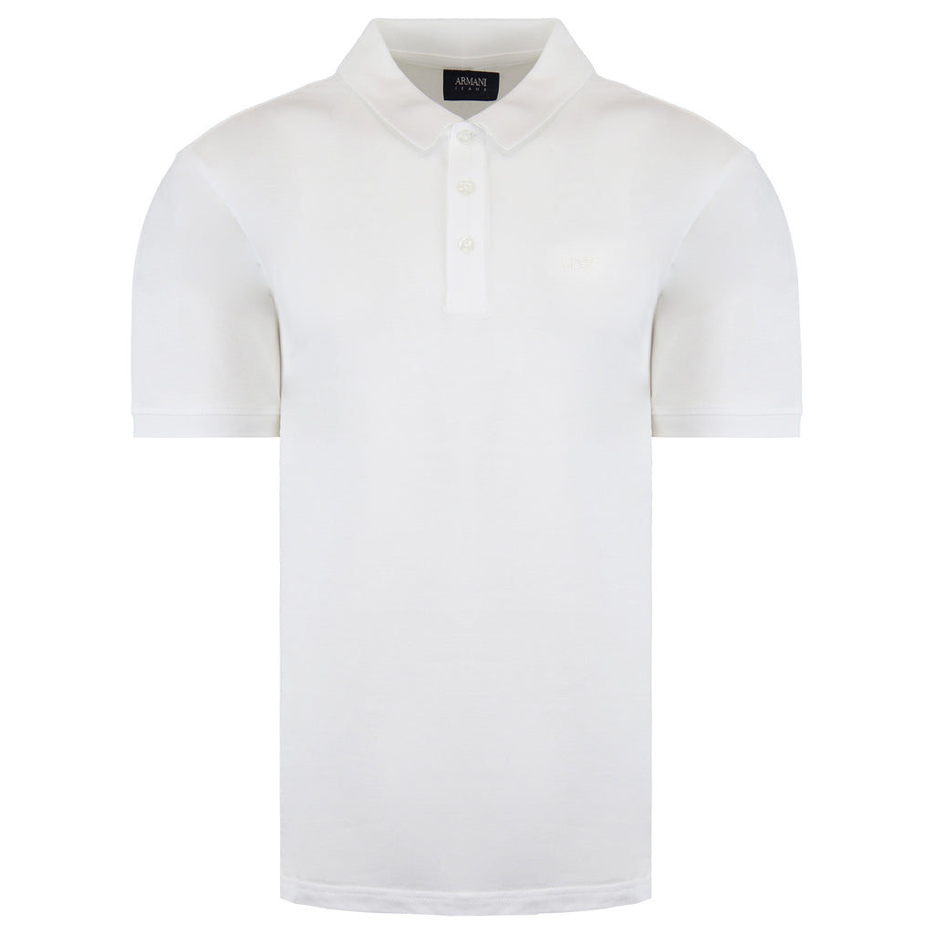 Armani Jeans Plain Mens White Polo Shirt