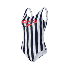 Speedo Ice Cream U-Back Womens Navy/White Swimming Costume