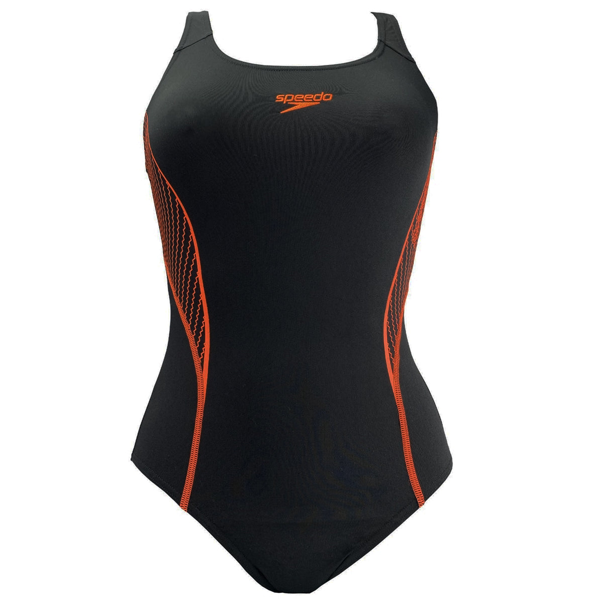 Speedo Placement Womens Black/Orange Swimsuit