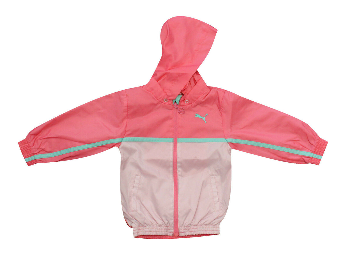 Puma Windbreaker Lightweight Hooded Zip Up Infants Jacket Pink 824168 02 R7B