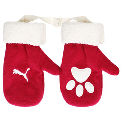 Puma Minicats Fleece Kids White/Red Hat Gloves Set 830151 02