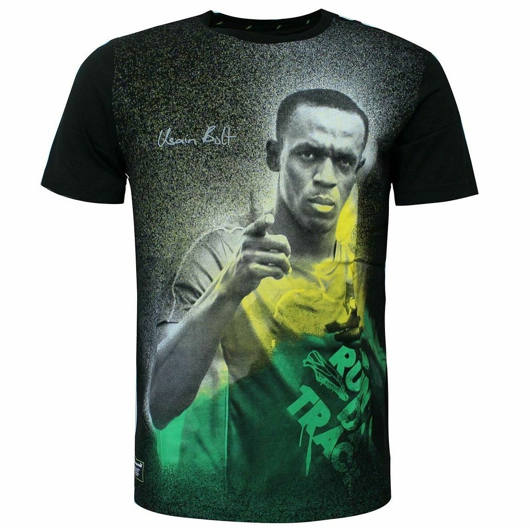 Puma Usain Bolt Graphic Short Sleeve Crew Neck Black Mens T-Shirt 838991 01