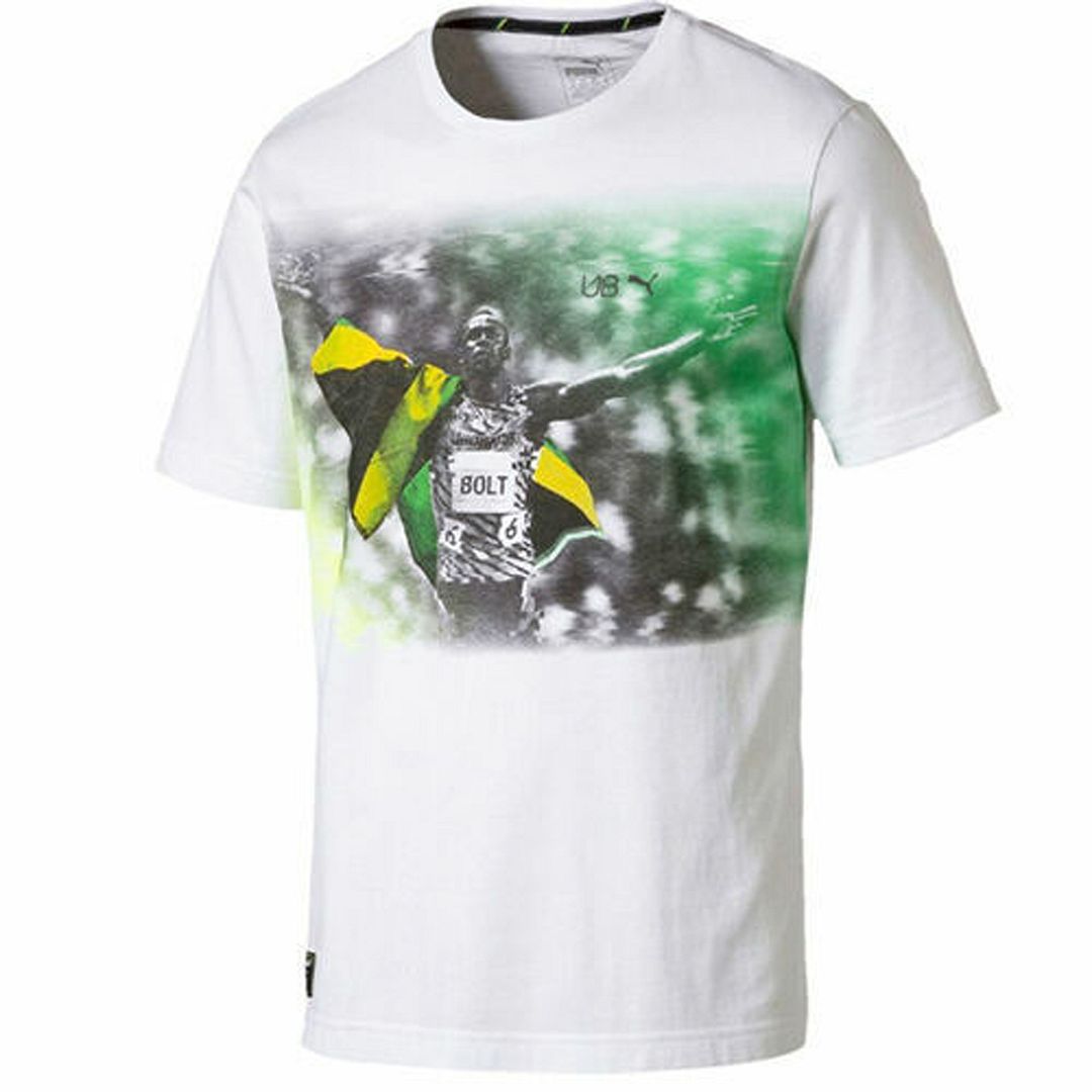 Puma Usain Bolt Graphic Short Sleeve Crew Neck White Mens T-shirt 838991 WHITE