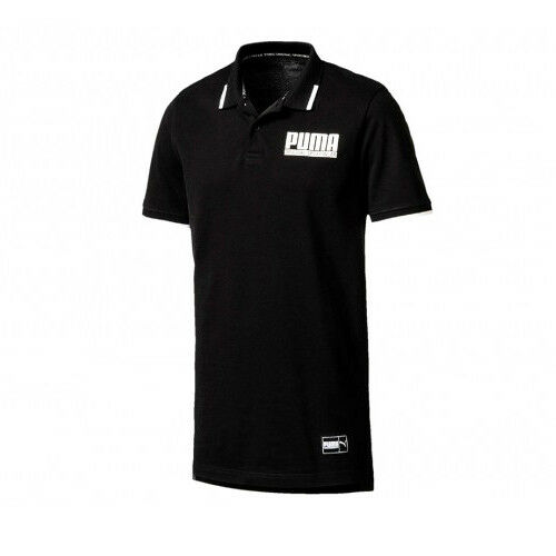 Puma Style Athletic Short Sleeve Mens Polo Shirt Top Black Cotton 850033 01 DD36