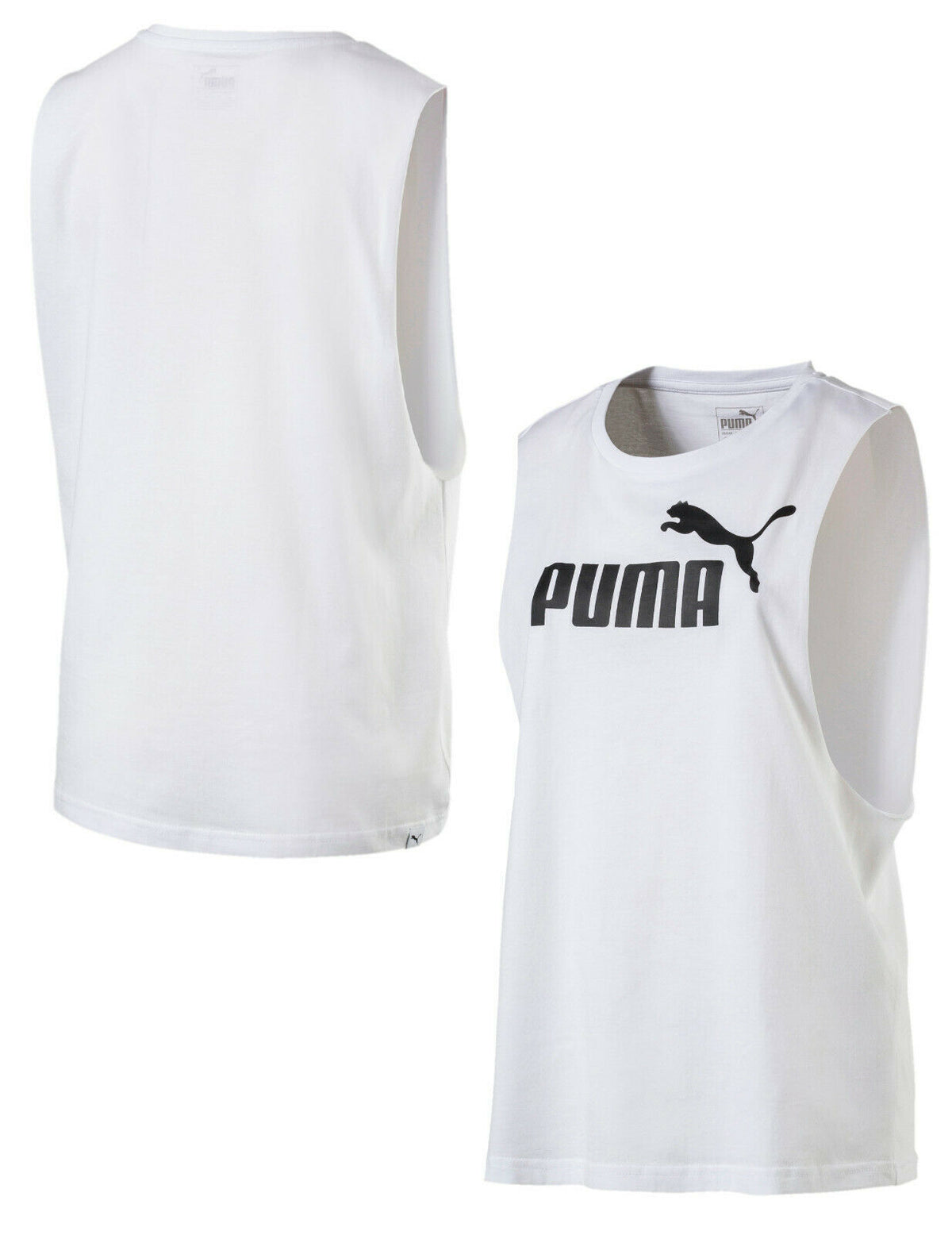 Puma Cut Off Boyfriend Womens White Gym FitnessSleevelessTank Top 851363 02 A56E