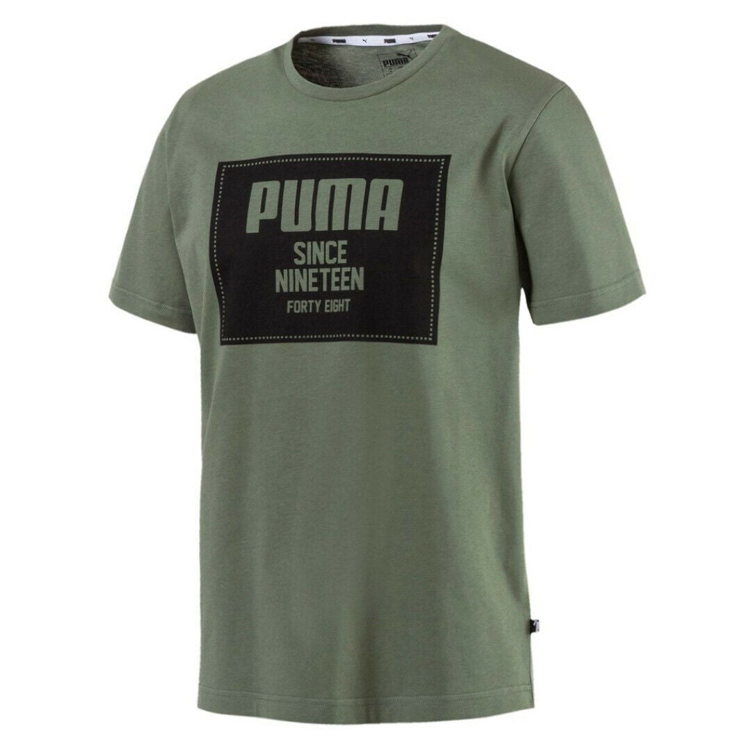 Puma Mens Rebel Block Basic Cotton T-Shirt Khaki Top Tee 852395 23 A15C