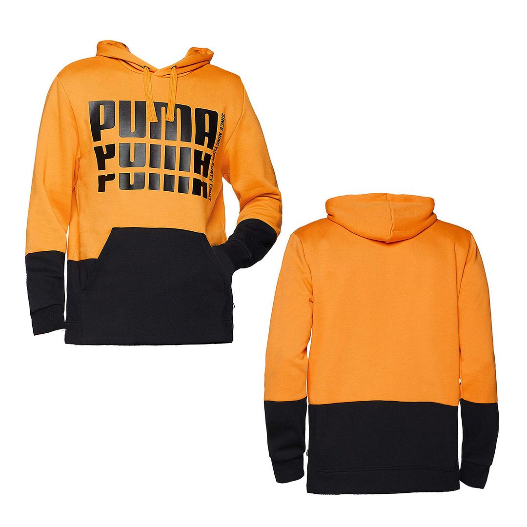 Puma Rebel Up Long Sleeve Pullover Yellow Black Mens Hoodie 852406 25