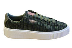 Puma Basket Womens Olive Platform Trainers