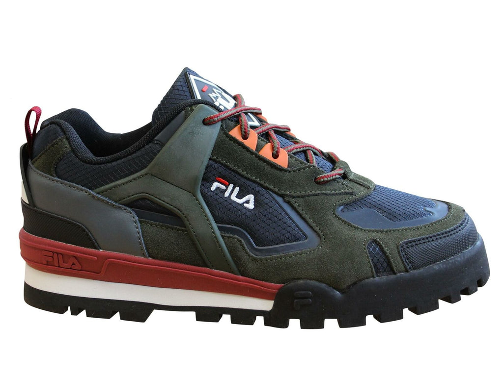 Fila Trailstep Low Mens Trainers Navy Green Lace Up Casaul Shoes 1010706 21N