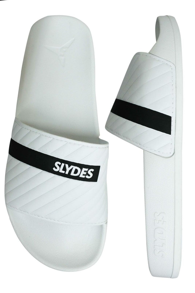 Varsity Black White Sliders