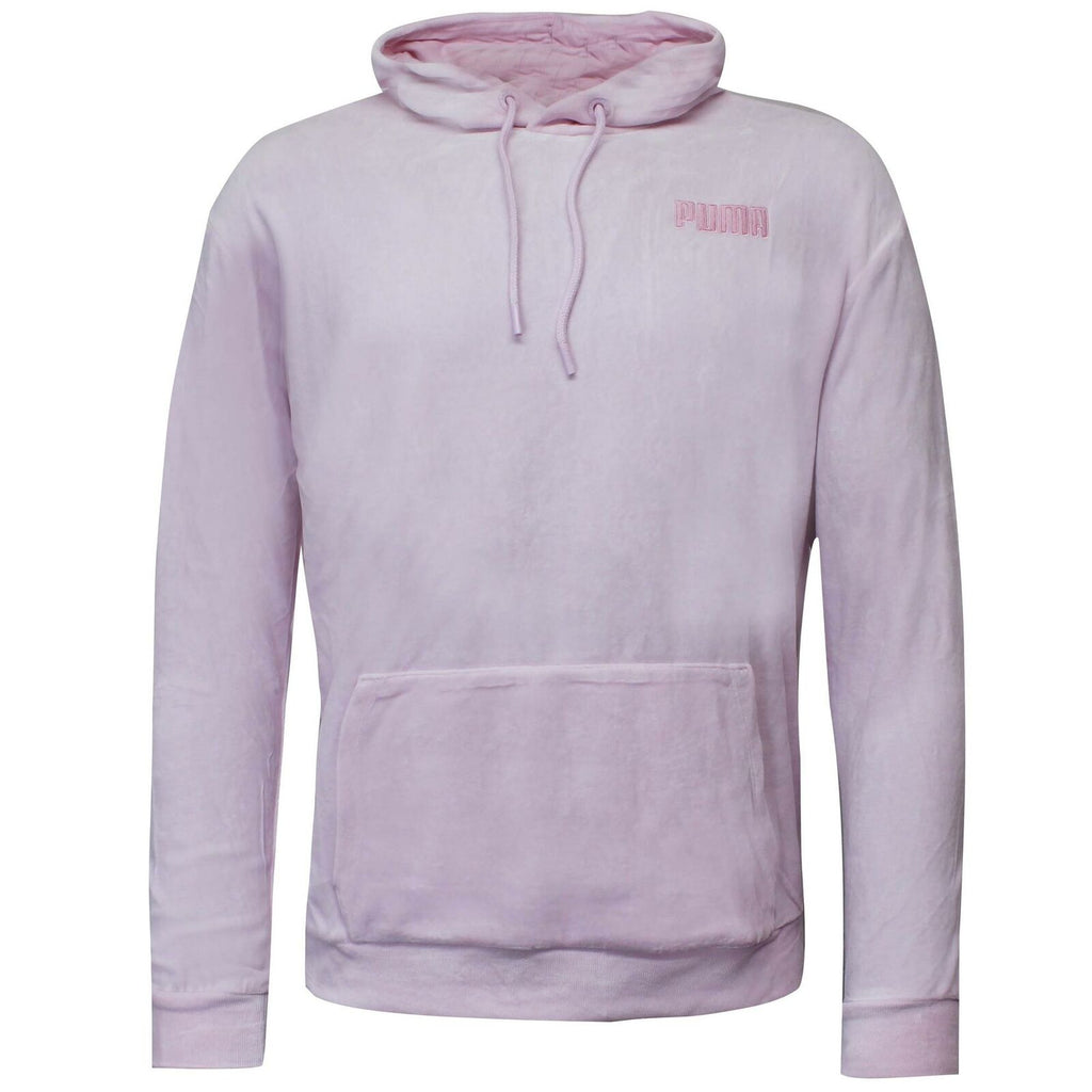 Puma Velour Hoodie Embroidered Logo Pink Jumper - Womens