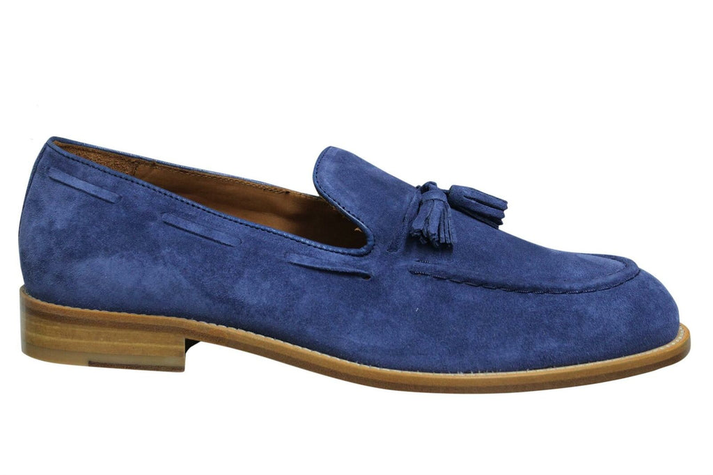 Hackett London FC Tassel Suede Leather Blue Slip On Mens Loafers HMS20804 588