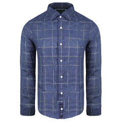 Eden Park Linen Mens Blue Shirt