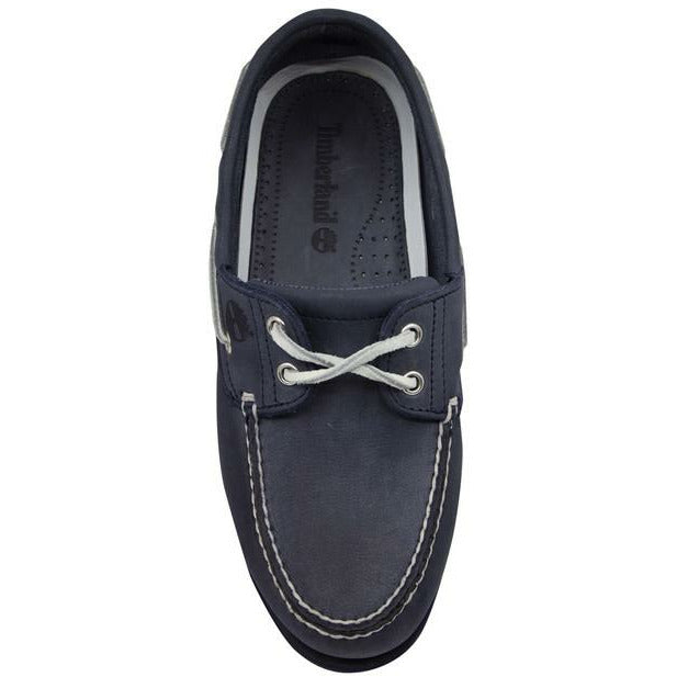 Timberland Classic 2 Eye Boat Navy Leather Lace Up Mens Boat Shoes A130M