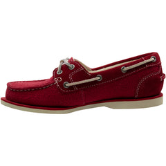 Timberland Classic 2 Eye Boat Red Textile Lace Up Womens Boat Shoes A14LV