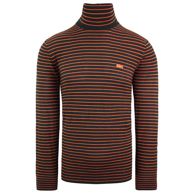 Lacoste Striped Golf Mens Black Sweater