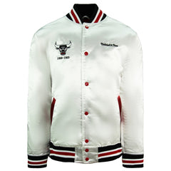 Mitchell & Ness NBA Chicago Bulls Satin White Bomber Jacket BA54AU CBU W BSE