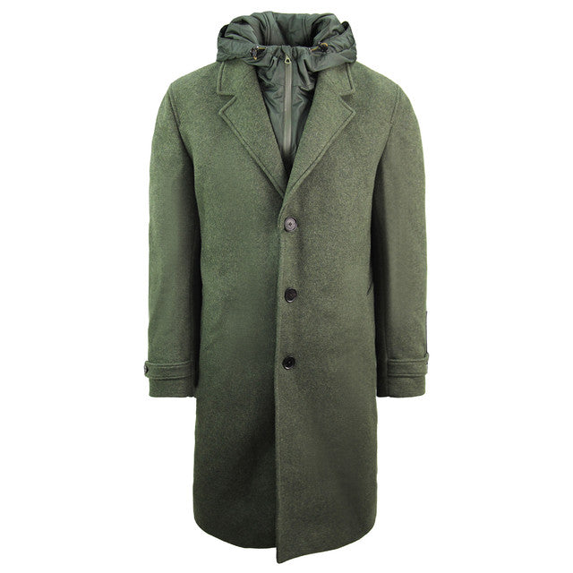 Lacoste Wool Mens Dark Green Coat