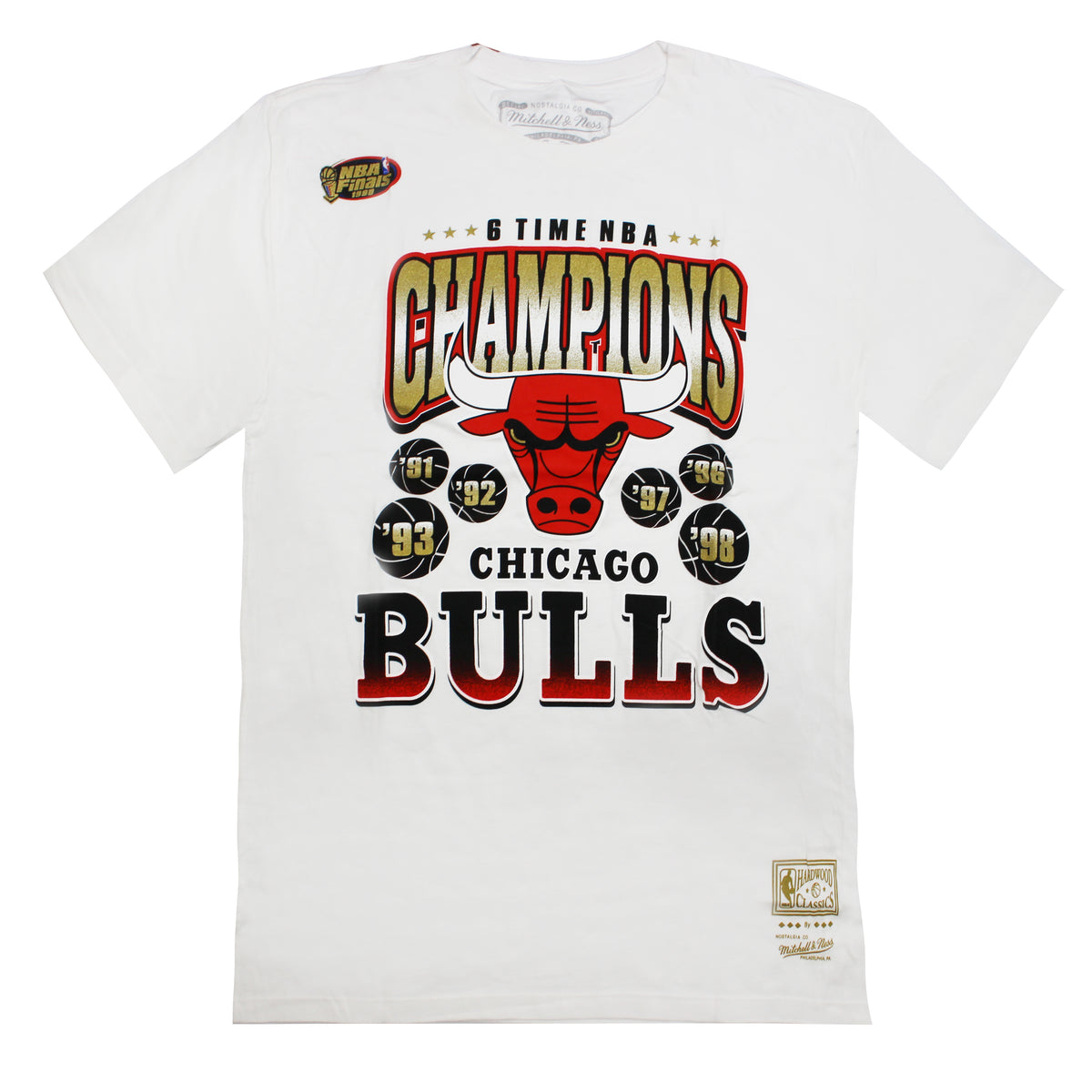 Mitchell & Ness Chicago Bulls 6 Time Gold Short Sleeve Top T-Shirt CBUBA18001