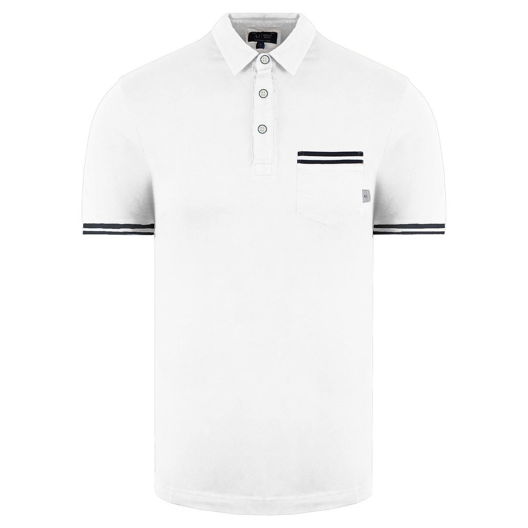 Armani Jeans Slim Fit Mens White Polo Shirt
