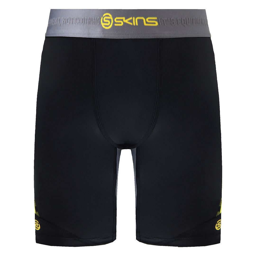 Skins DNAmic Stretch Waist Black Yellow Junior Half Tights Shorts