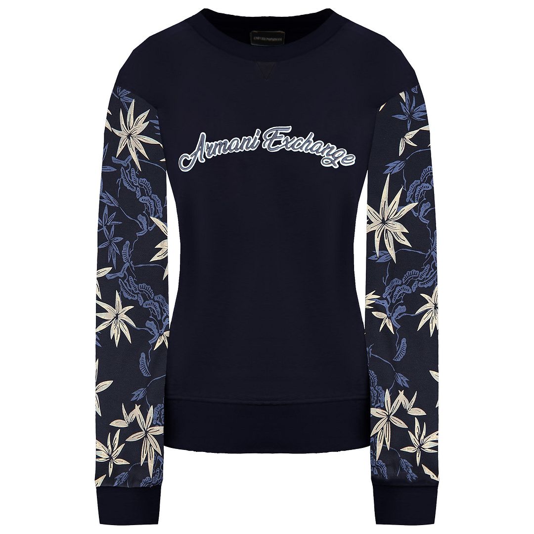 Armani Exchange Floral Print Womens Navy Sweater