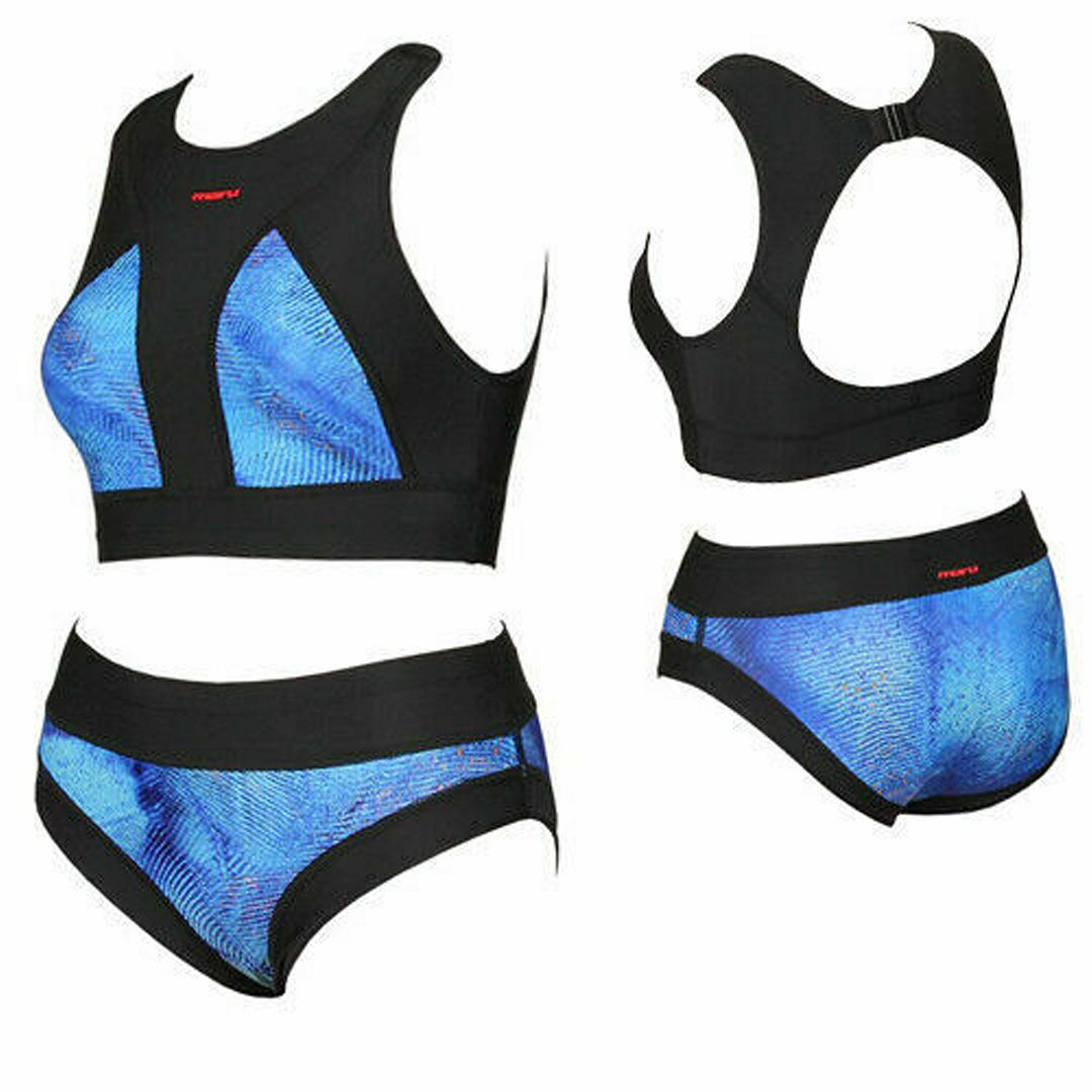 Maru Open Back Womens Black/Blue Bikini Set