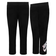 Nike Graphic Logo Stretch Waist Black Plain Kids Leggings HA3693 095