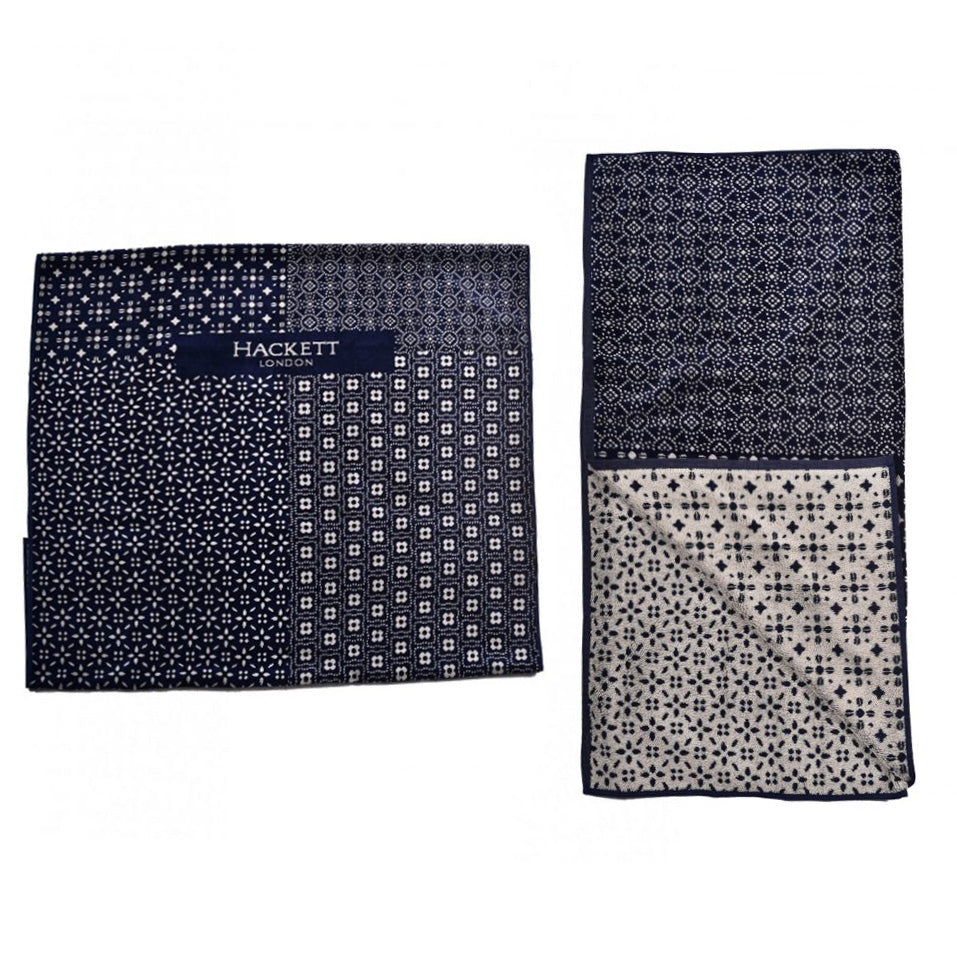 Hackett Quad Print Navy Large Towel