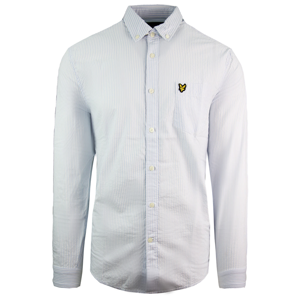 Lyle & Scott Oxford Seersucker Strike Mens Light Blue Shirt