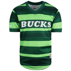 Mitchell & Ness NBA Bucks Wordmark Mesh Mens T-Shirt