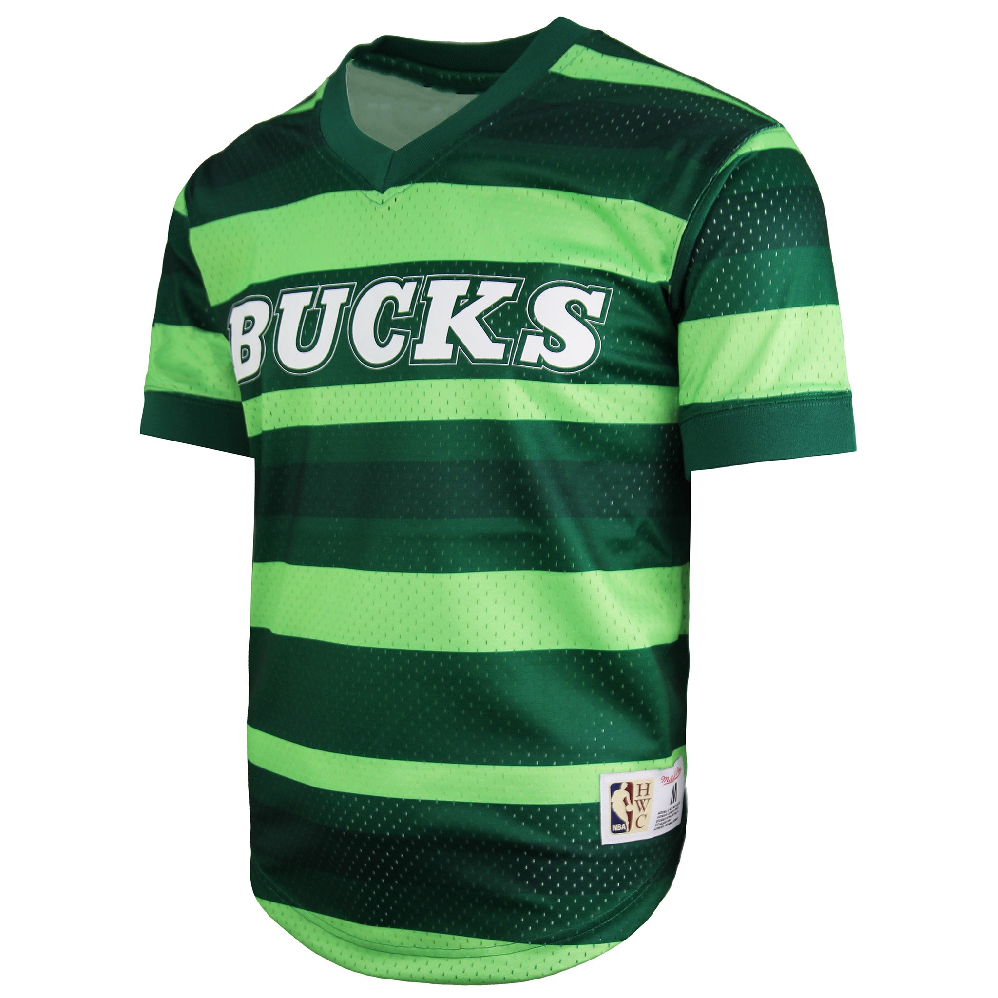 Mitchell & Ness NBA Bucks Wordmark Mesh Mens T-Shirt