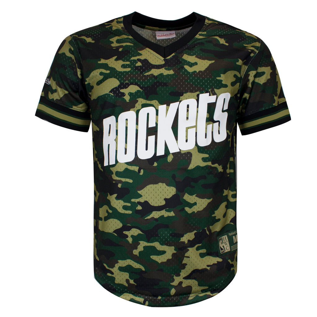 Mitchell Ness NBA Houston Rockets Mens Camo Mesh T Shirt