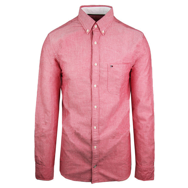 Tommy Hilfiger Engineered Oxford Long Sleeve Pink Mens Shirt
