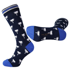 Ted Baker London Mini Palm Tree Mens Blue Socks