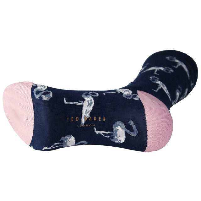 Ted Baker London All Over Bird Mens Printed Blue Socks