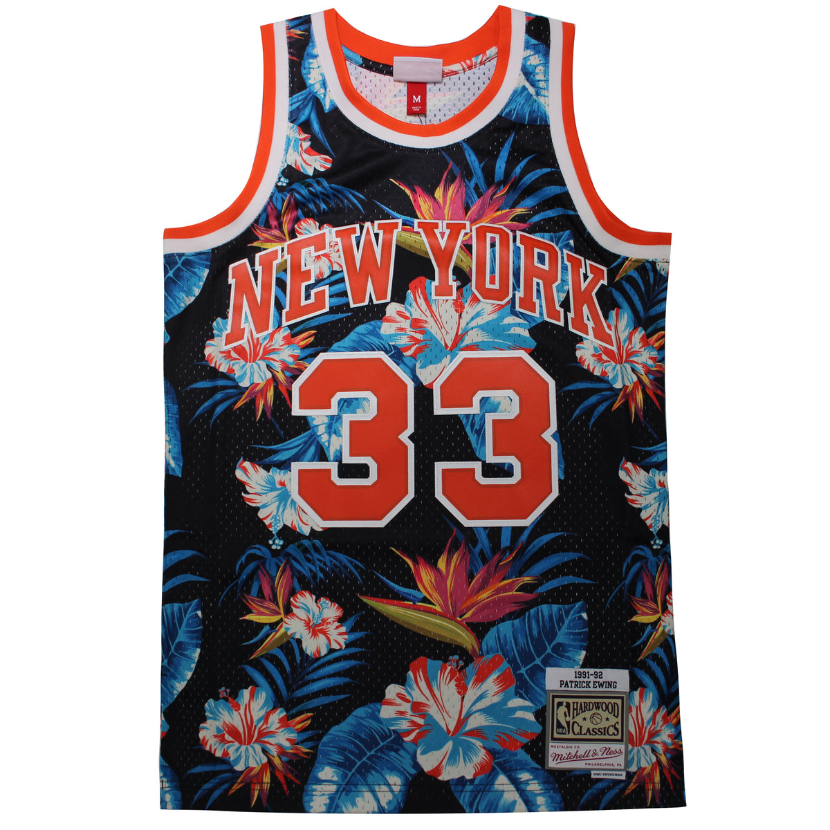 Mitchell & Ness New York Knicks Patrick Ewing 33 Floral Black Swingman Jersey