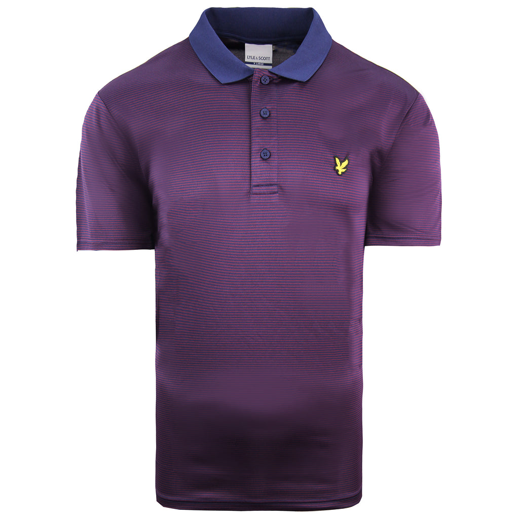 Lyle & Scott Golf Microstripe Mens Purple Polo Shirt