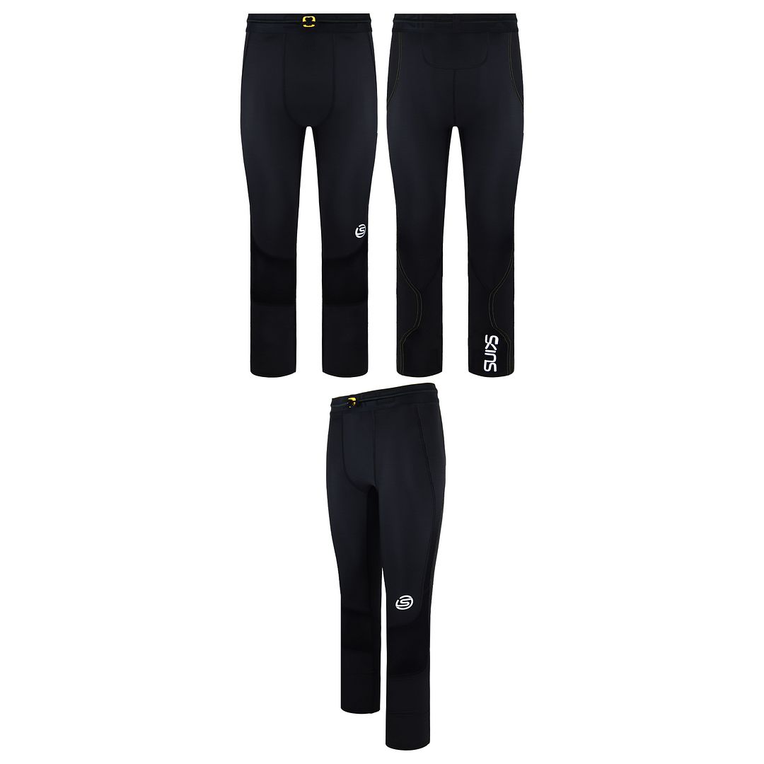 Skins Series-3 Stretch Waist Black Mens Leggings