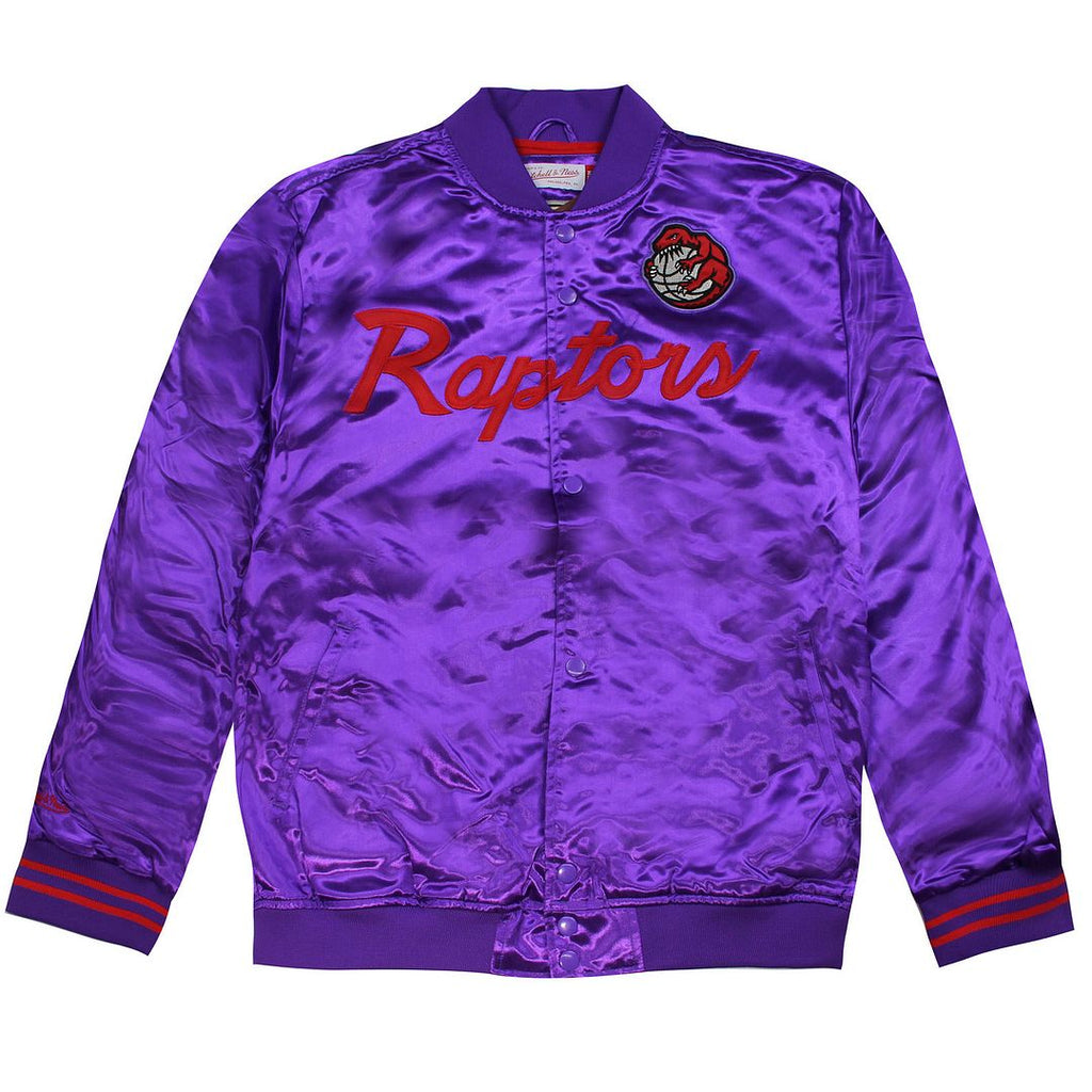 Mitchell & Ness Toronto Raptors Purple Mens Satin Bomber Jacket STJKAJ18019 TRAPURP