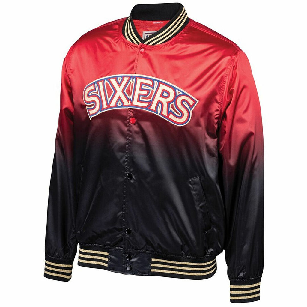 Mitchell & Ness Philadelphia 76ers Mens Satin Bomber Jacket