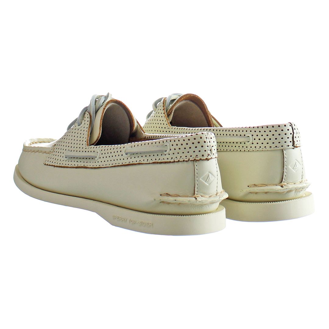 Sperry A/0 2-Eye Pin Perf Mens White Boat Shoes