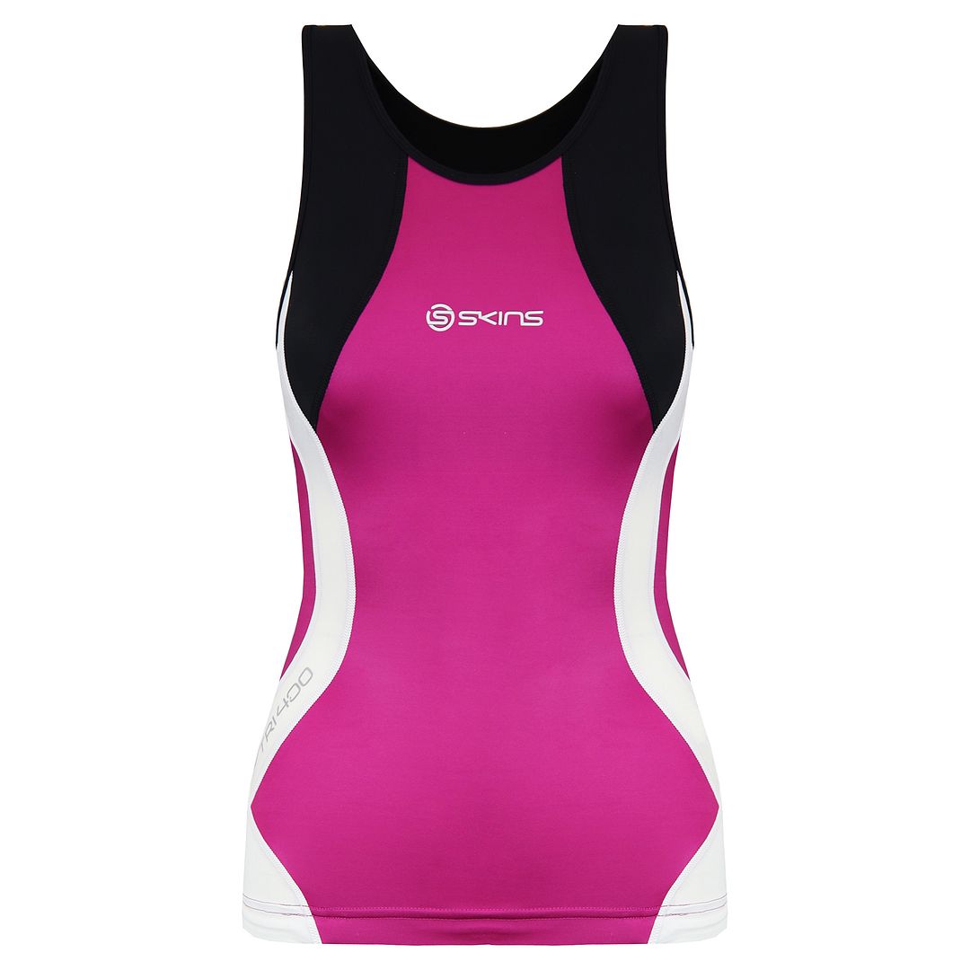 Skins Triathlon Womens Pink Racer Back Compression Top