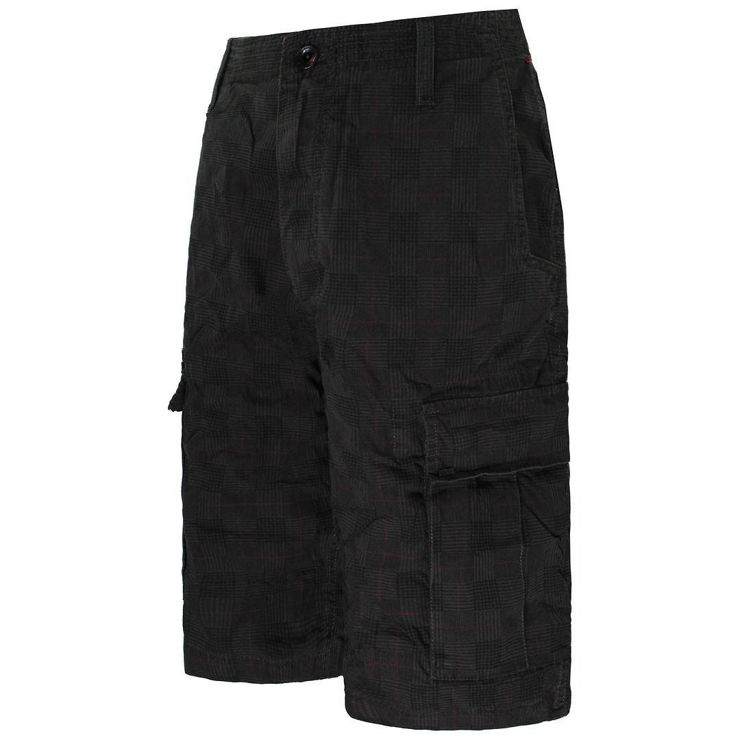 Vans Of The Wall Terrain Cargo Black/Grey Mens Checkered Shorts VN 0 MEND1Y