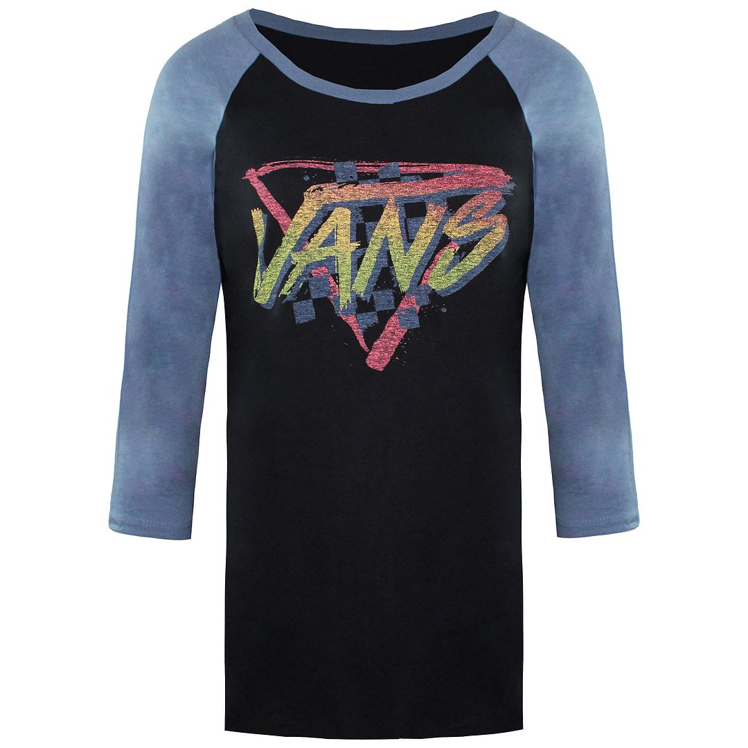 Vans Off The Wall Logo Womens Black/Blue Top