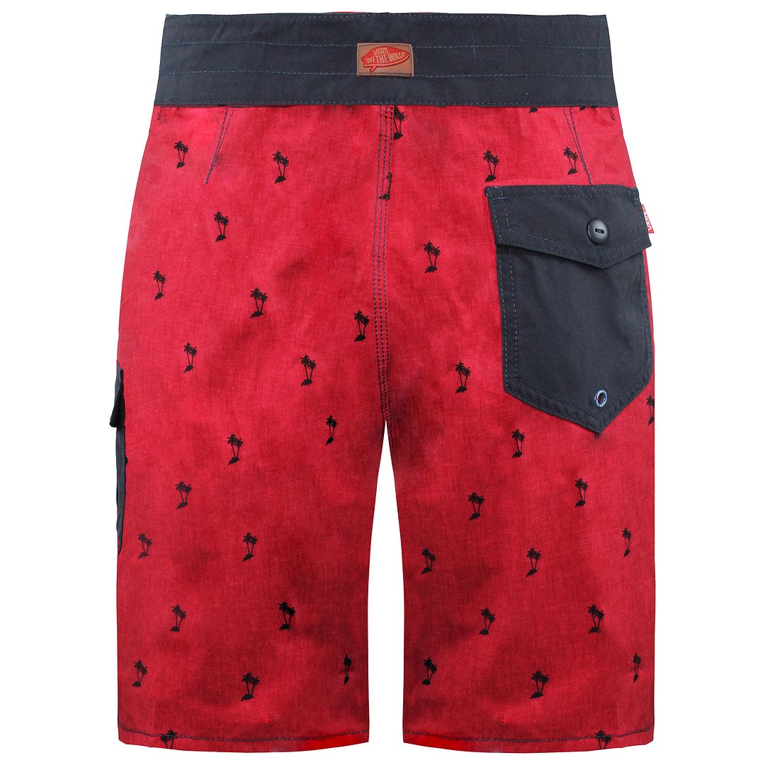 Vans Off The Wall Adjustable Waist Red/Navy Mens Palm Print Shorts