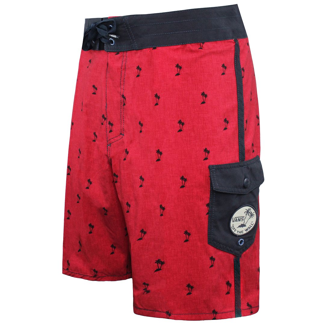 Vans Off The Wall Adjustable Waist Red/Navy Mens Palm Print Shorts