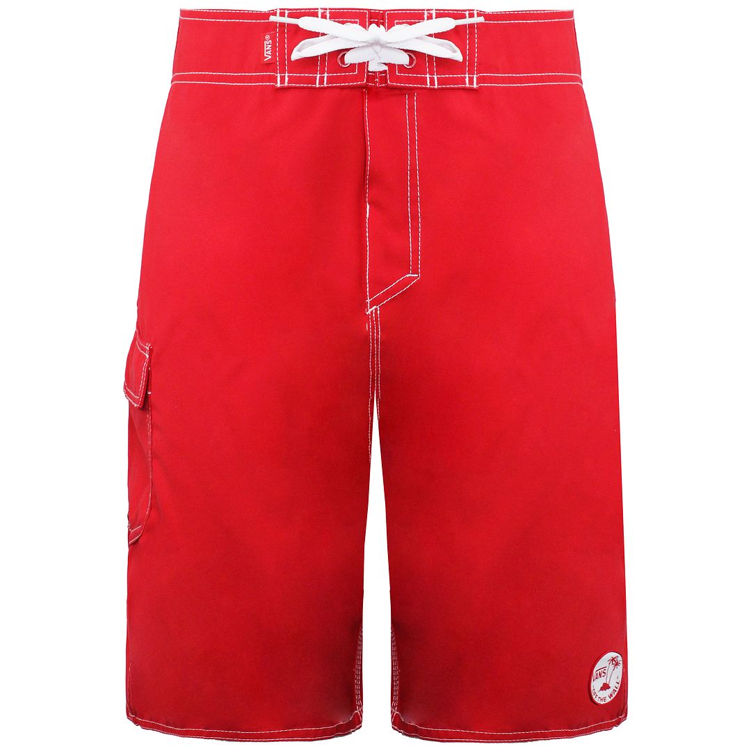 Vans Off The Wall Adjustable Waist Red Mens Plain Shorts VVQT6NZ